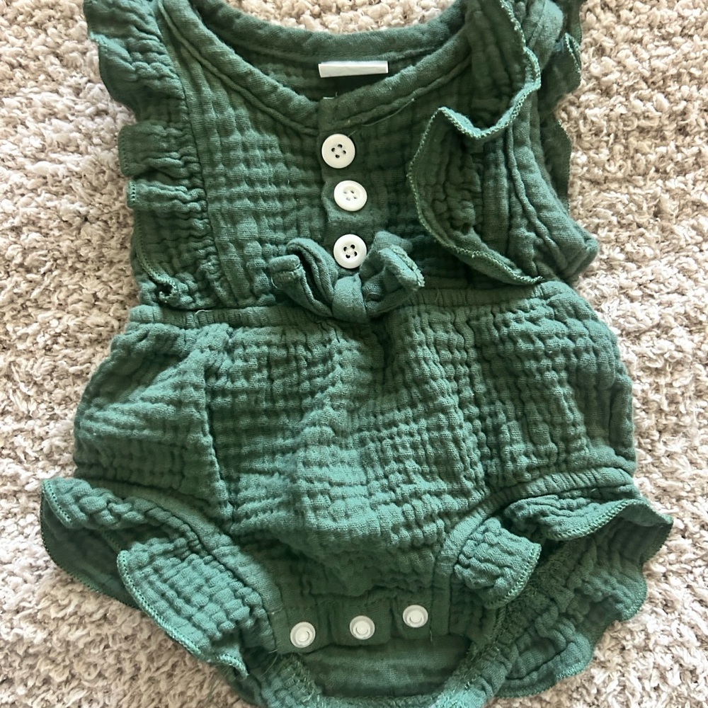Green Ruffled Baby Romper